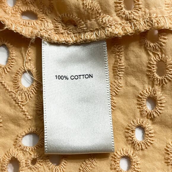 JOIE Cotton Eyelet Button Front Long Sleeves Blouse Top Sz XS Yellow Cottage - Picture 6 of 11